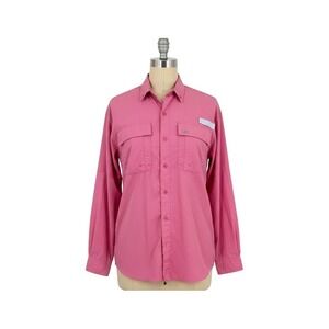 Coastal Collection Pink Fishing Shirt Seersucker Vented Boyfriend Coverup Med